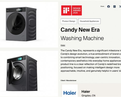 海尔智家旗下Candy洗衣机获2026年iF设计奖